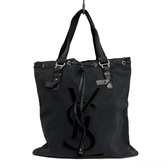 Auth YvesSaintLaurent rivegauche (YSL) Kahara 121631 Black Canvas Velour - - Picture 6 of 13